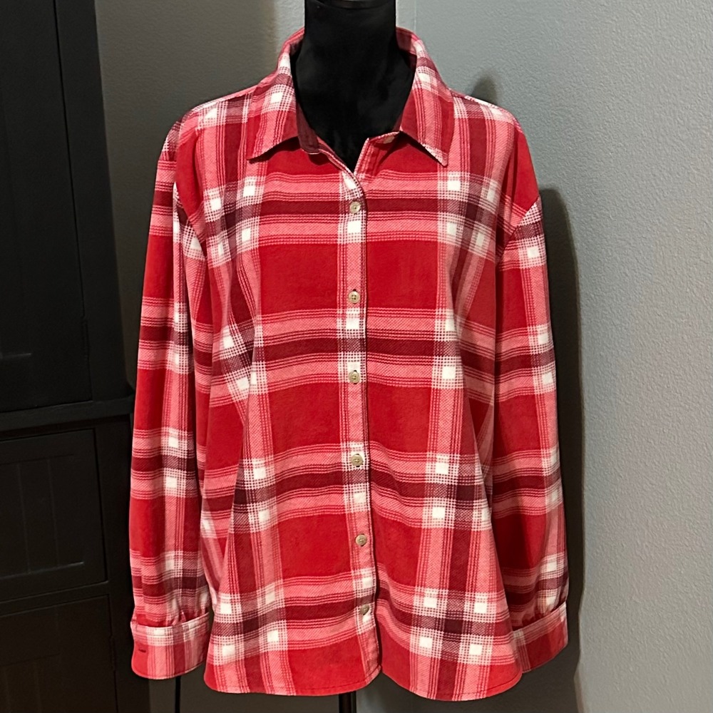 Lee Rider Shirt XXL Red Plaid Flannel‎ Button Up Oversized Cozy Cottagecore